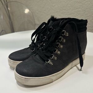 Black Sneaker Booties with wedge heel